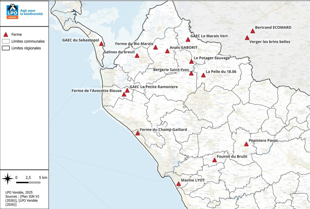 Carte des Dialogues Permanents pour la Nature programmés en Vendée en 2026 - zoom sur le Marais breton