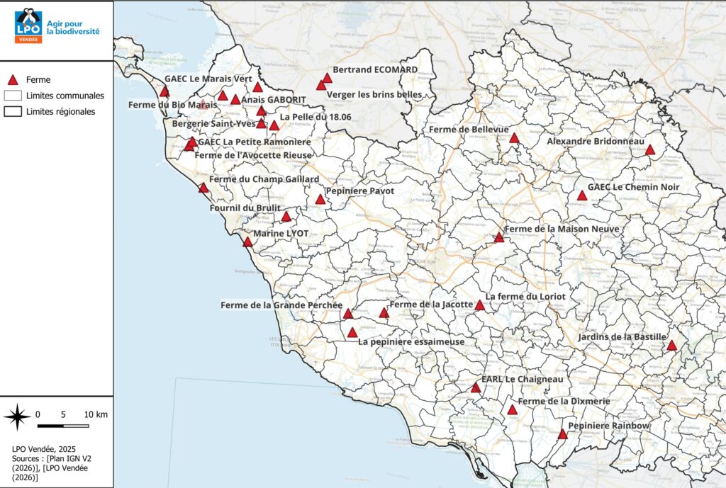 Carte des Dialogues Permanents pour la Nature programmés en Vendée en 2026